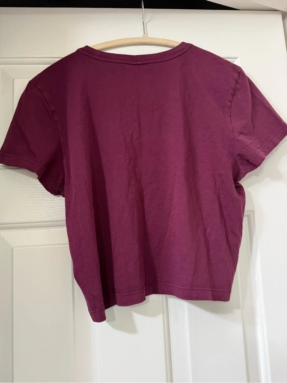 PINK Victoria's Secret Burgundy Short Sleeve Crop Tee with VS Dog -size M *NWT